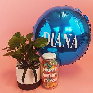 Maceta con Planta, globo y Big jar personalizado