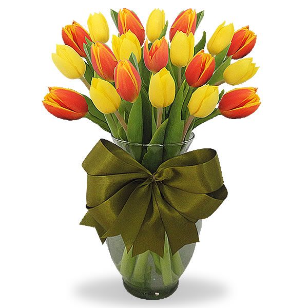 20 Tulipanes combinados en florero 2415