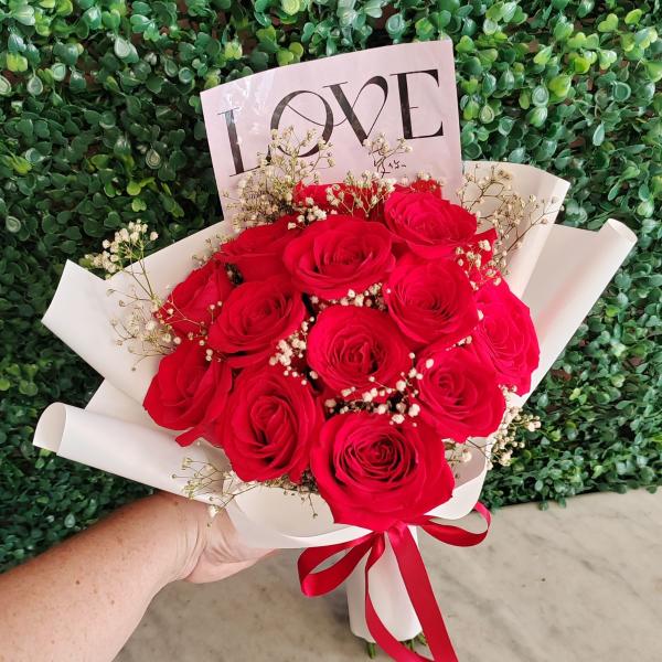 Love ramo con rosas rojas 3514